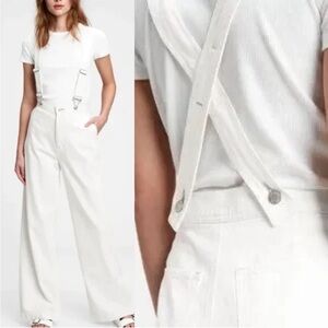 Gap wide leg suspender white jeans